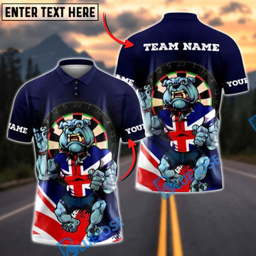 BlueJose Darts Bulldog Warrior UK Flag Personalized Name Shirt