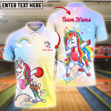 BlueJose Bowling Funny Unicorn  Personalized Name, Team Name Unisex Shirt