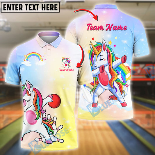 BlueJose Bowling Funny Unicorn  Personalized Name, Team Name Unisex Shirt