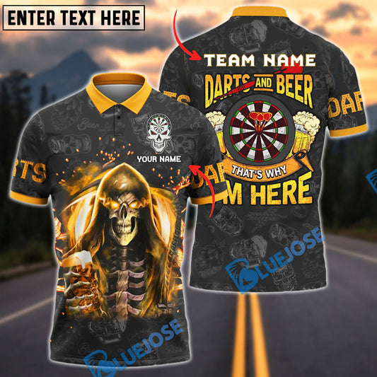 BlueJose Darts Fire Skull Beer Personalized Name, Team Name Shirt