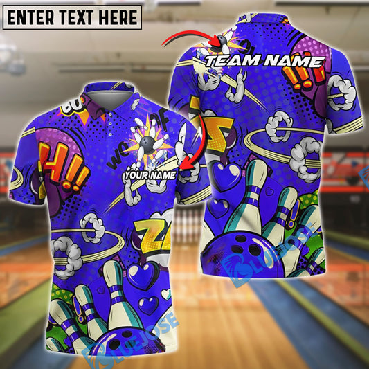 BlueJose Bowling Graffiti Love Customized Name, Team Name 3D Shirt (4 Colors)