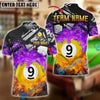 BlueJose Billiards 9-Ball Pool Double Flame Personalized Name Shirt (4 Colors)