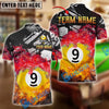 BlueJose Billiards 9-Ball Pool Double Flame Personalized Name Shirt (4 Colors)