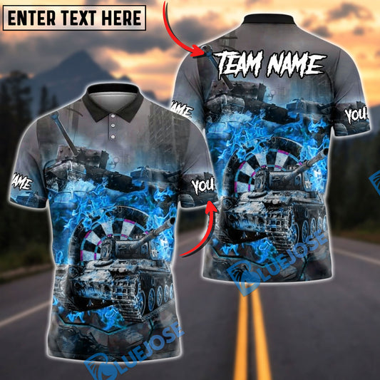 BlueJose Darts Battle Tank Customized Name, Team Name 3D Shirt (4 Colors)