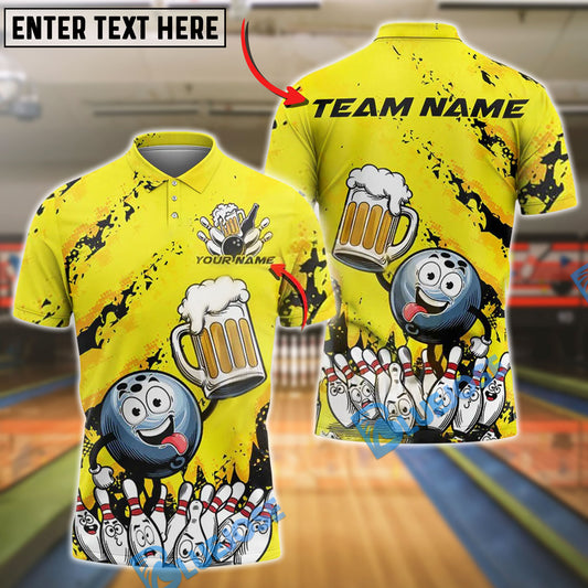 BlueJose Bowling Beer Strike Customized Name, Team Name 3D Shirt