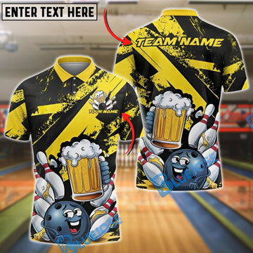 BlueJose Bowling Beer Blast Funny Ball Customized Name, Team Name 3D Shirt