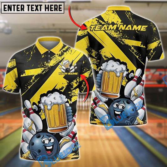 BlueJose Bowling Beer Blast Funny Ball Customized Name, Team Name 3D Shirt
