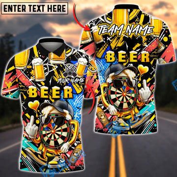 BlueJose Darts Funny Beer Bad Attitude Dartboard Character Personalized Name Shirt