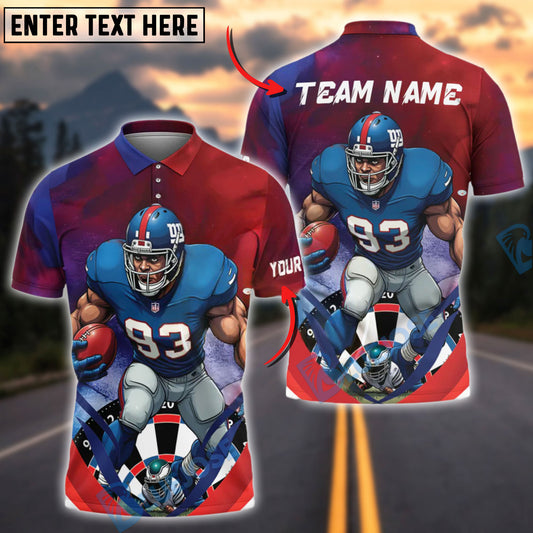 BlueJose Darts & Football Red & Blue Power Customized Name, Team Name 3D Shirt (4 Colors)