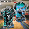 BlueJose Bowling Fire Skull Customized Name, Team Name 3D Shirt (4 Colors)