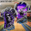 BlueJose Bowling Fire Skull Customized Name, Team Name 3D Shirt (4 Colors)