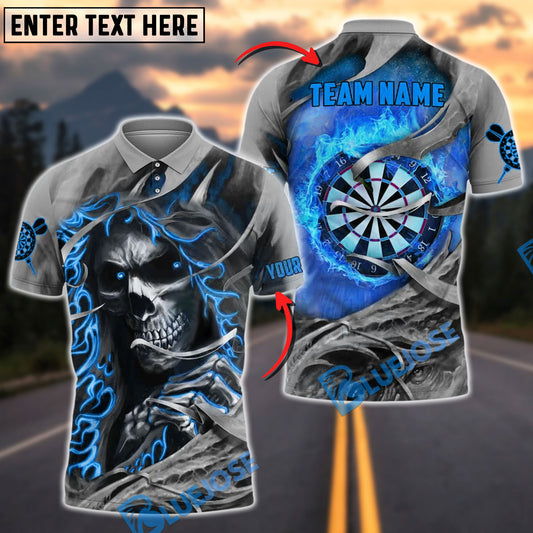 BlueJose Darts Fire Skull Dartboard Customized Name, Team Name 3D Shirt (4 Colors)
