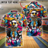BlueJose Bowling And Pins Funny Eagle Graffiti Customized Name, Team Name 3D Shirt (4 Colors)