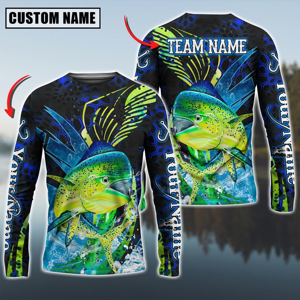 Bluejose Mahi-mahi Fishing Tailored Tides Pattern Custom Name &amp; Team Name Shirts