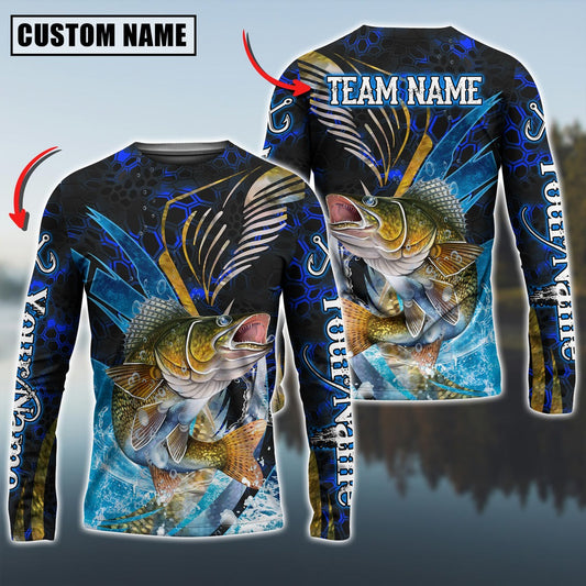 Bluejose Walleye Fishing Tailored Tides Pattern Custom Name & Team Name Shirts