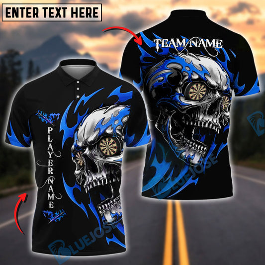 BlueJose Darts Flaming Skull Dartboard Customized Name, Team Name 3D Shirt (4 Colors)