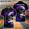 BlueJose Bowling Flaming Skull Customized Name, Team Name 3D Shirt (4 Colors)