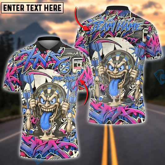 BlueJose Darts Graffiti Crazy Face Customized Name, Team Name 3D Shirt (4 Colors)