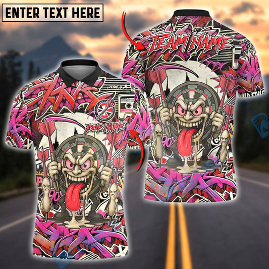 BlueJose Darts Graffiti Crazy Face Customized Name, Team Name 3D Shirt (4 Colors)