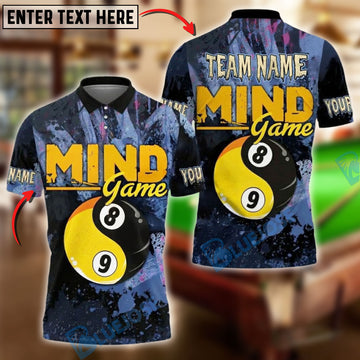 BlueJose Billiards Mind Game 8 & 9 Ball Customized Name, Team Name 3D Shirt