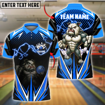 BlueJose Bowling Lightning Bulldog Customized Name, Team Name 3D Shirt (4 Colors)