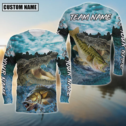 Bluejose Bass Fishing Predator'S Grip Angler Custom Name & Team Name 3D Shirts
