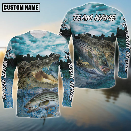 Bluejose Striped Bass Fishing Predator'S Grip Angler Custom Name & Team Name 3D Shirts