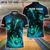 BlueJose Bowling And Pins Fiery Cowboy Skeleton Ghost Rider Style Customized Name 3D Shirt (4 Colors)