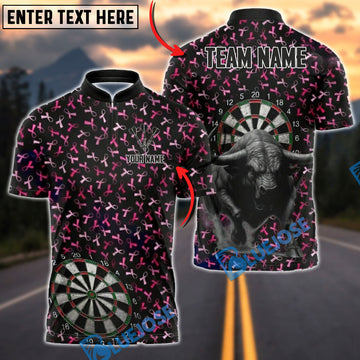 BlueJose Darts Bullseye Fury Breast Cancer Awareness Ribbon Personalized Name Shirt