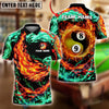 BlueJose Billiards 8 & 9 Ball Yin Yang Fire & Ice Double Firestorm Personalized Name Shirt (4 Colors)