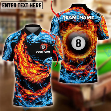 BlueJose Billiards 8 Ball Double Firestorm Personalized Name Shirt (4 Colors)