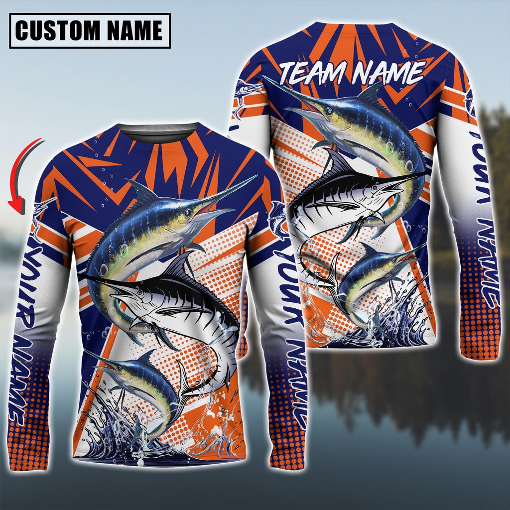 Bluejose Marlin Fishing Ocean Hunter Custom Name &amp; Team Name Shirts