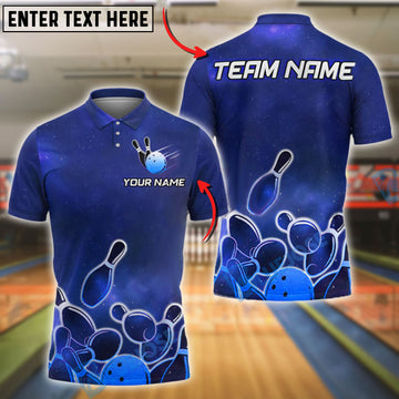 BlueJose Bowling Galaxy Strike Customized Name, Team Name 3D Shirt (4 Colors)