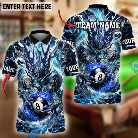 BlueJose Billiards Ball 8 Mystic Storm Dragon Personalized Name Shirt (4 Colors)