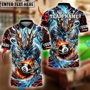 BlueJose Billiards Ball 8 Mystic Storm Dragon Personalized Name Shirt (4 Colors)