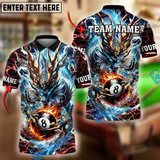 BlueJose Billiards Ball 8 Mystic Storm Dragon Personalized Name Shirt (4 Colors)