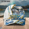 BlueJose Fishing White Hexagon Gold Line Offshore Boat Personalized Name Classic 3D Cap Personalized Cap (13 Breeds)