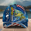 BlueJose Fishing American Flag Blue Ocean Personalized Name Classic 3D Cap Personalized Cap (13 Breeds)