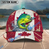 BlueJose Fishing Grunge Canadian Flag Personalized Name Classic 3D Cap Personalized Cap (13 Breeds)
