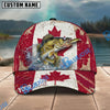 BlueJose Fishing Grunge Canadian Flag Personalized Name Classic 3D Cap Personalized Cap (13 Breeds)