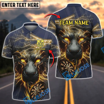 BlueJose Darts Storm Lion Panther Customized Name, Team Name 3D Shirt (4 Colors)