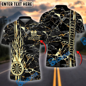 BlueJose Darts Flame Golden Personalized Name, Team Name Shirt (4 Colors)