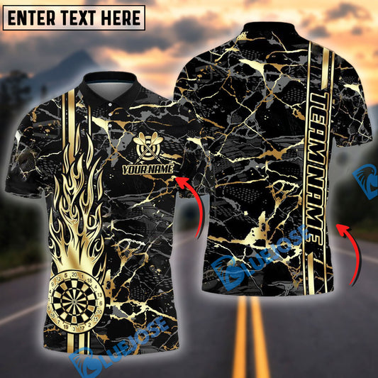 BlueJose Darts Flame Golden Personalized Name, Team Name Shirt (4 Colors)