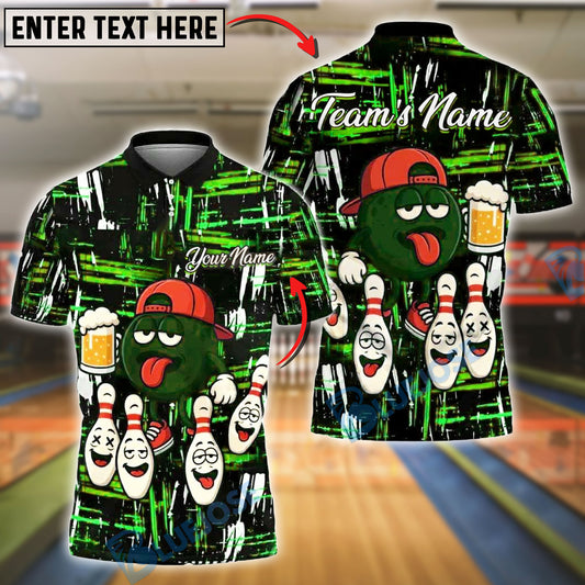 BlueJose Bowling And Pins Funny Beer Customized Name, Team Name 3D Shirt (4 Colors)
