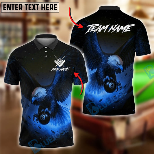 BlueJose Billiards Ball 8 Eagle Power Pool Personalized Name, Team Name Unisex Shirt (4 Colors)