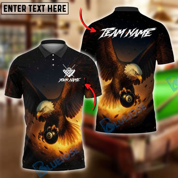 BlueJose Billiards Ball 8 Eagle Power Pool Personalized Name, Team Name Unisex Shirt (4 Colors)