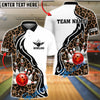 BlueJose Bowling & Pins Flame Motion Leopard Skin Design Customized Name, Team Name 3D Shirt (6 Colors)