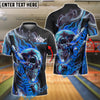 BlueJose Bowling And Pins Flaming Skull Strike Down Customized Name, Team Name 3D Shirt (4 Colors)