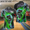 BlueJose Bowling And Pins Flaming Skull Strike Down Customized Name, Team Name 3D Shirt (4 Colors)