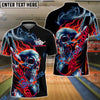 BlueJose Bowling And Pins Flaming Skull Strike Down Customized Name, Team Name 3D Shirt (4 Colors)